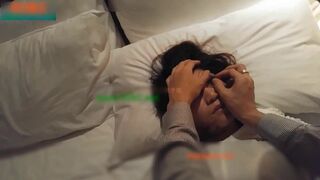 奶子上有纹身的超短裙性感同事参加公司年会后在KTV玩的太嗨喝多了被男同事带到酒店半推半就给干了